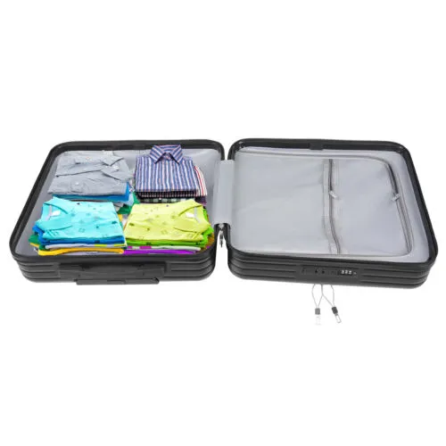 18" Boarding Suitcase Travel Underseat Carry On Luggage with Wheels Front Pocket