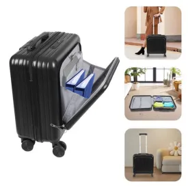 18" Boarding Suitcase Travel Underseat Carry On Luggage with Wheels Front Pocket