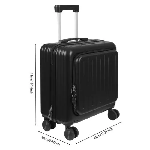 18" Boarding Suitcase Travel Underseat Carry On Luggage with Wheels Front Pocket