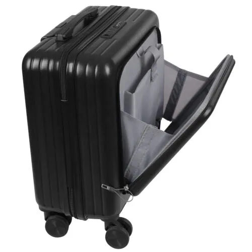 18" Boarding Suitcase Travel Underseat Carry On Luggage with Wheels Front Pocket