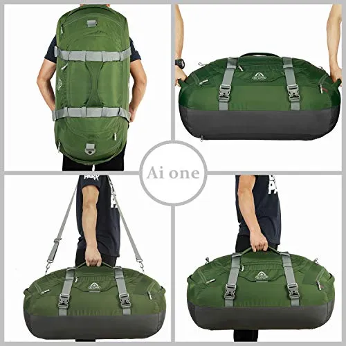 AIONE Duffel Backpack Bag 4-Way Sports Gym Backpack 45L/55L/65L Travel Luggage Bags with Shoe Compartments