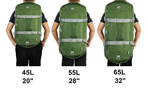 AIONE Duffel Backpack Bag 4-Way Sports Gym Backpack 45L/55L/65L Travel Luggage Bags with Shoe Compartments