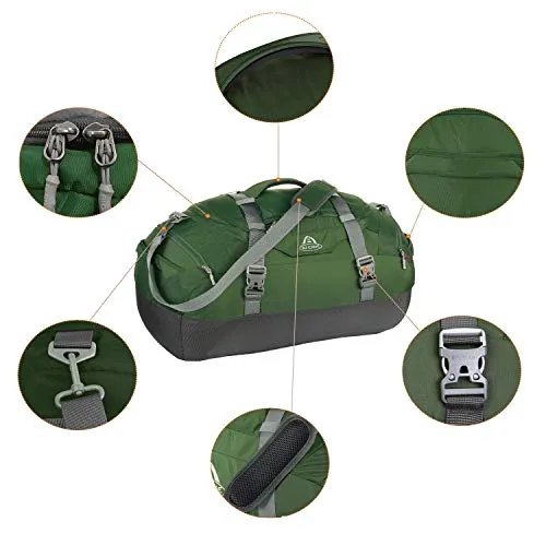 AIONE Duffel Backpack Bag 4-Way Sports Gym Backpack 45L/55L/65L Travel Luggage Bags with Shoe Compartments