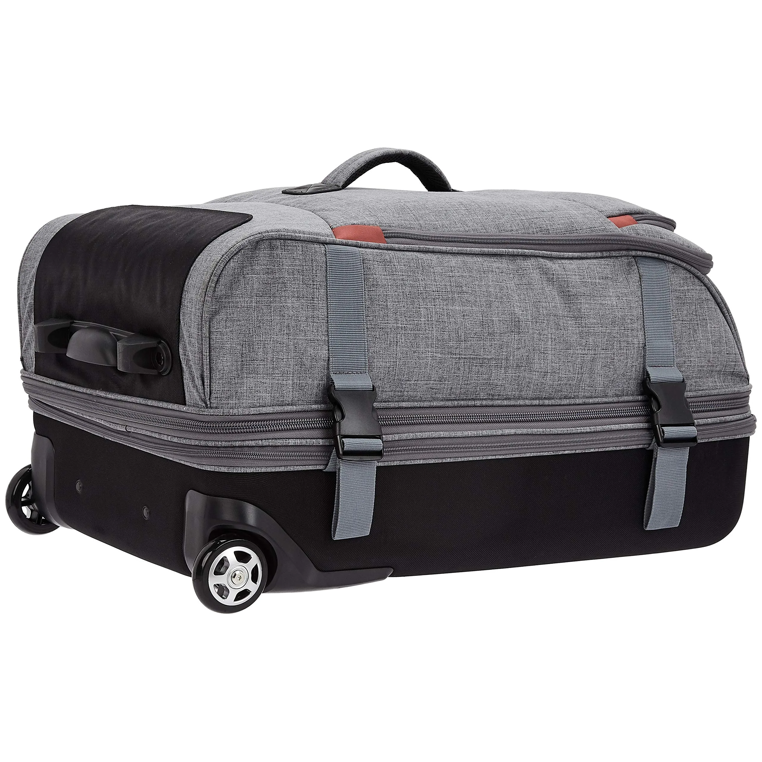 AmazonBasics Rolling Travel Duffel Bag Luggage with Wheels, Medium, Grey