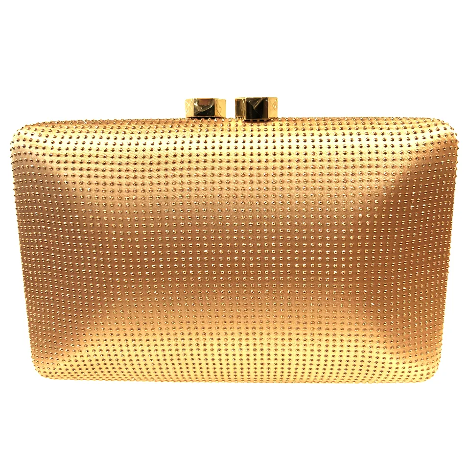 Anna Cecere 0137 Champagne Rhinestone EMEBLLISHED with Gold Trim Clutch