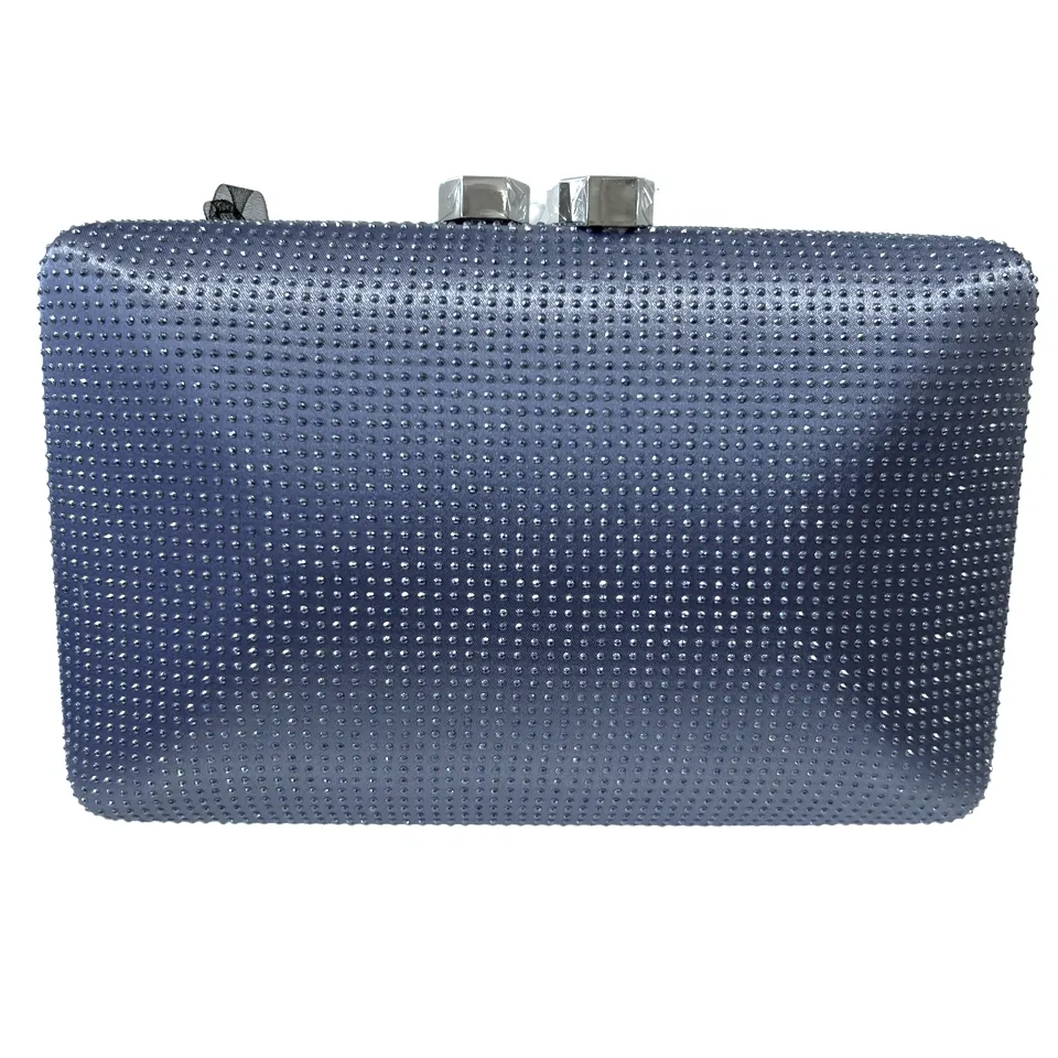 Anna Cecere 0137 Cornflower Blue Rhinestone EMEBLLISHED with Silver Trim Clutch
