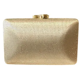 Anna Cecere 0137 Gold Champagne Rhinestone EMEBLLISHED with Gold Trim Clutch