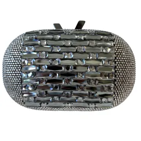 Anna Cecere 390 Multi Pewter, Gunmetal CRYSTAL EMEBLLISHED Pewter Trim Clutch