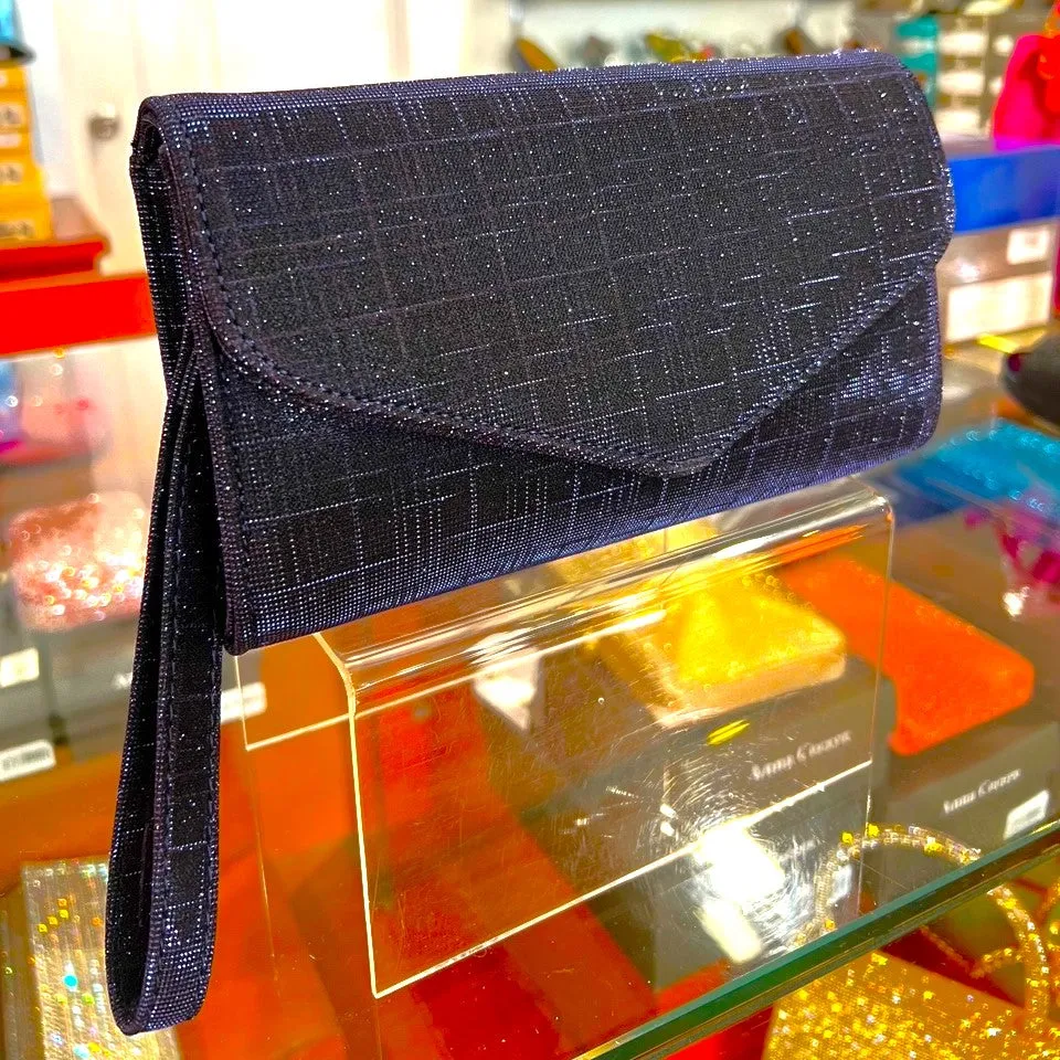 B123 Galassia Black Glitter Lurex Clutch
