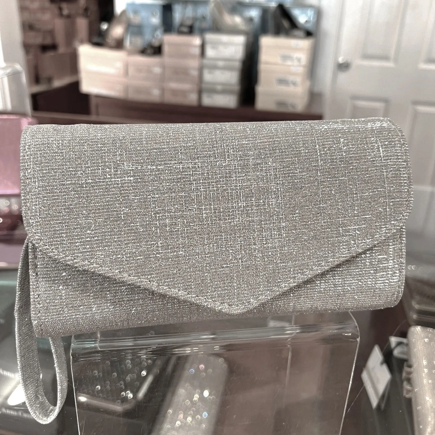 B123 Galassia Platino Champagne Glitter Lurex Clutch