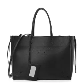 Balenciaga Black Calfskin Leather Papier Za Blackout B4 Perforated Leather Tote
