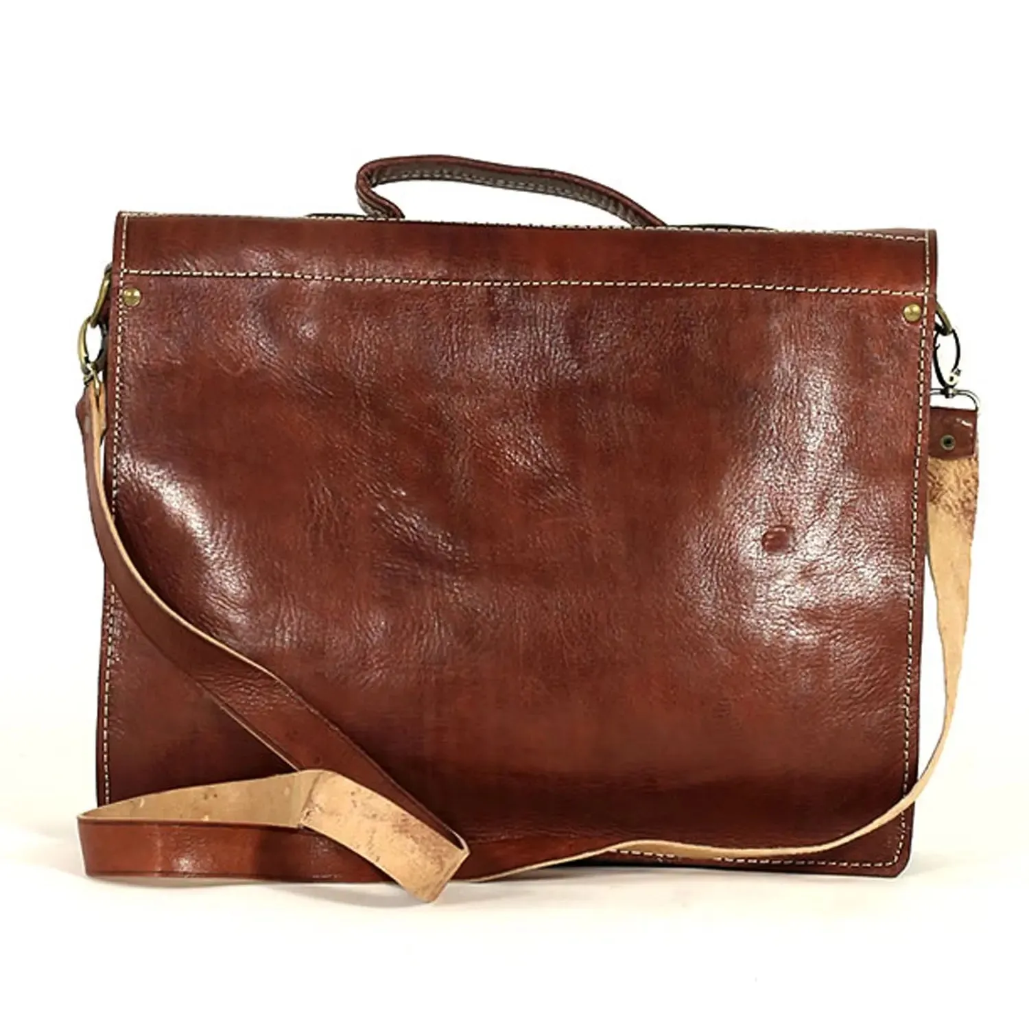 Biyadina Premium Vintage Messenger Leather Bag Handmade Satchel Dark Brown handmade by our highly expert craftsman