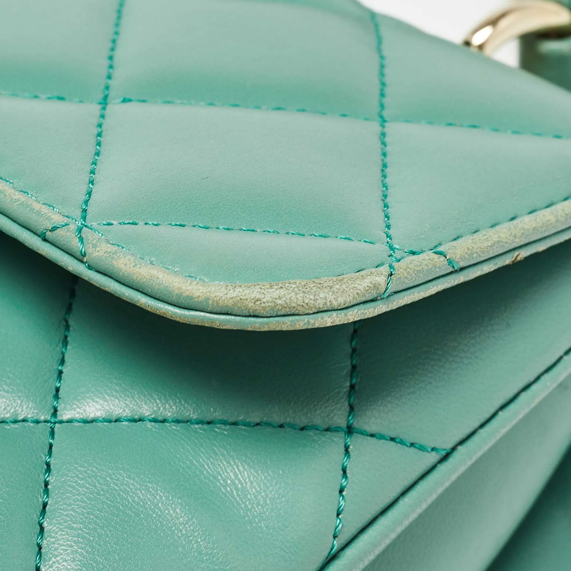 CHANEL Aqua Green Quilted Leather Small Trendy CC New Bag