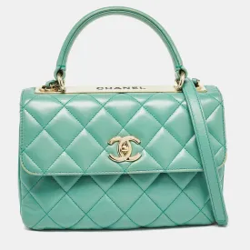 CHANEL Aqua Green Quilted Leather Small Trendy CC New Bag