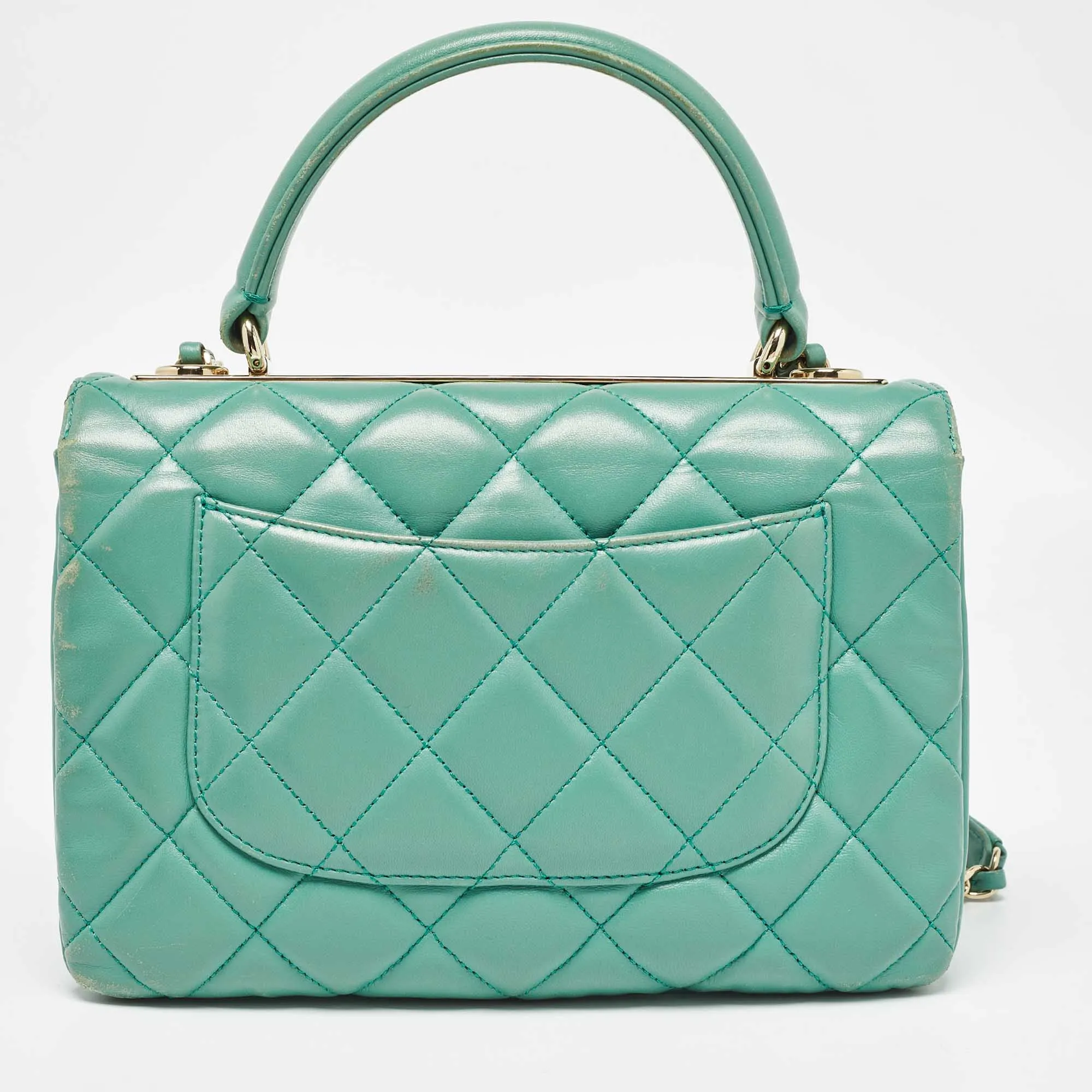 CHANEL Aqua Green Quilted Leather Small Trendy CC New Bag