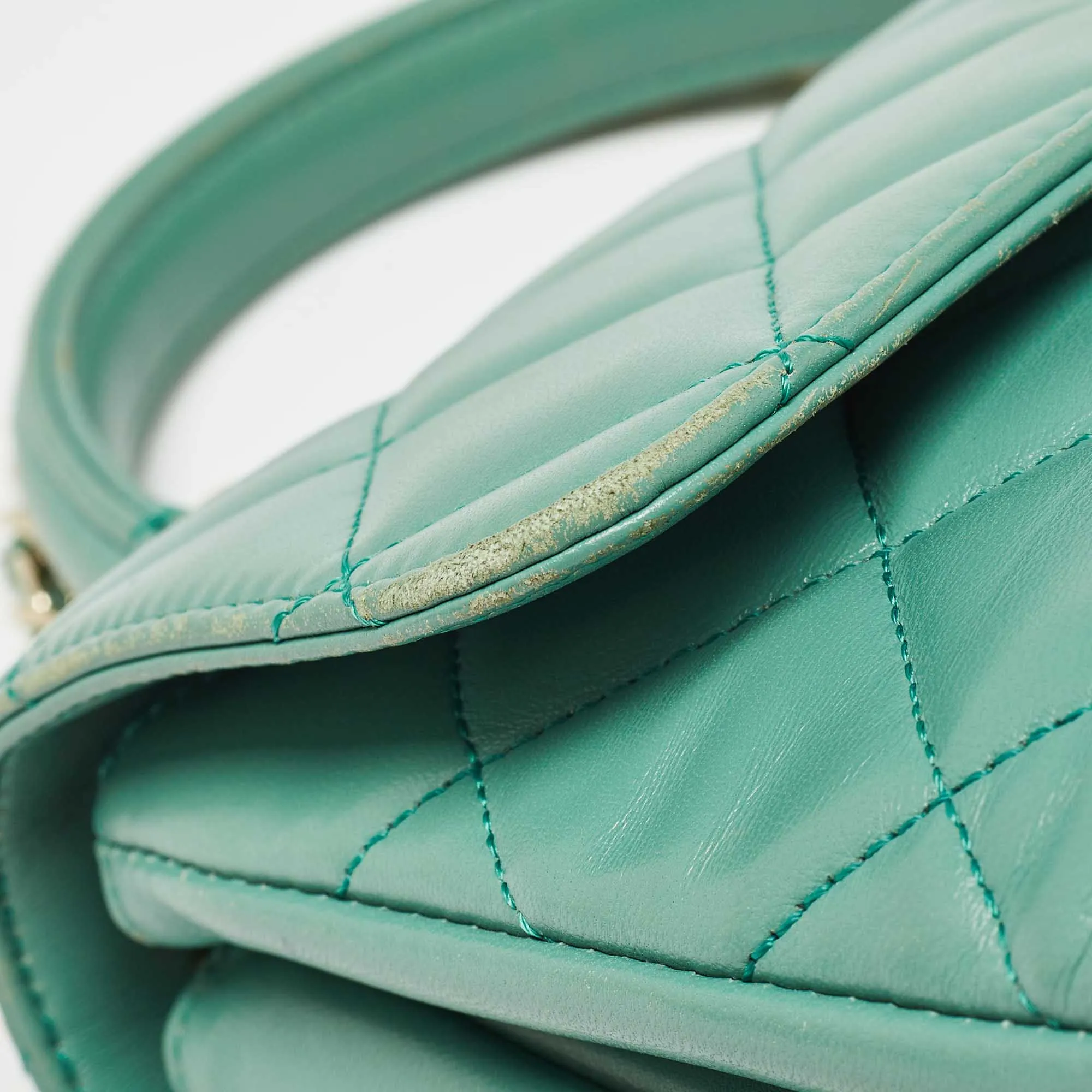 CHANEL Aqua Green Quilted Leather Small Trendy CC New Bag
