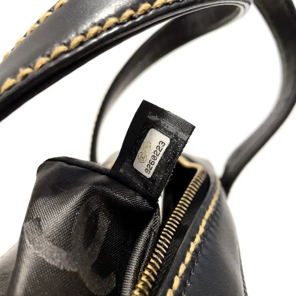 Chanel Black Quilted Leather Contrast Stitch Surpique Bowler Bag