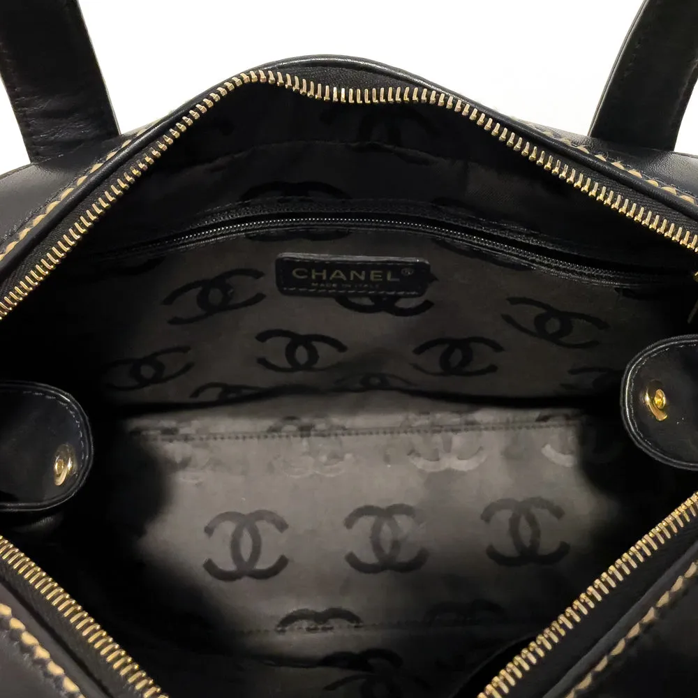 Chanel Black Quilted Leather Contrast Stitch Surpique Bowler Bag