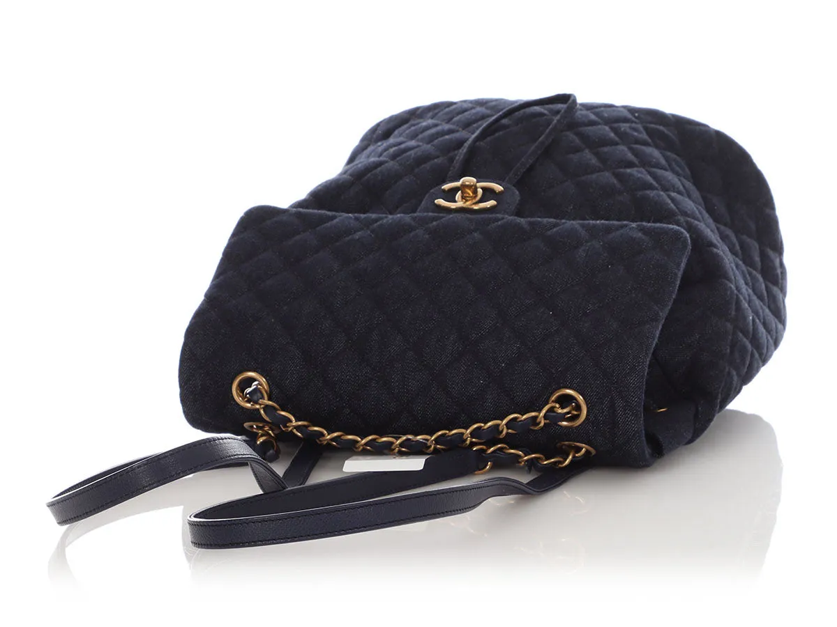 Chanel Navy Quilted Denim Urban Spirit Backpack