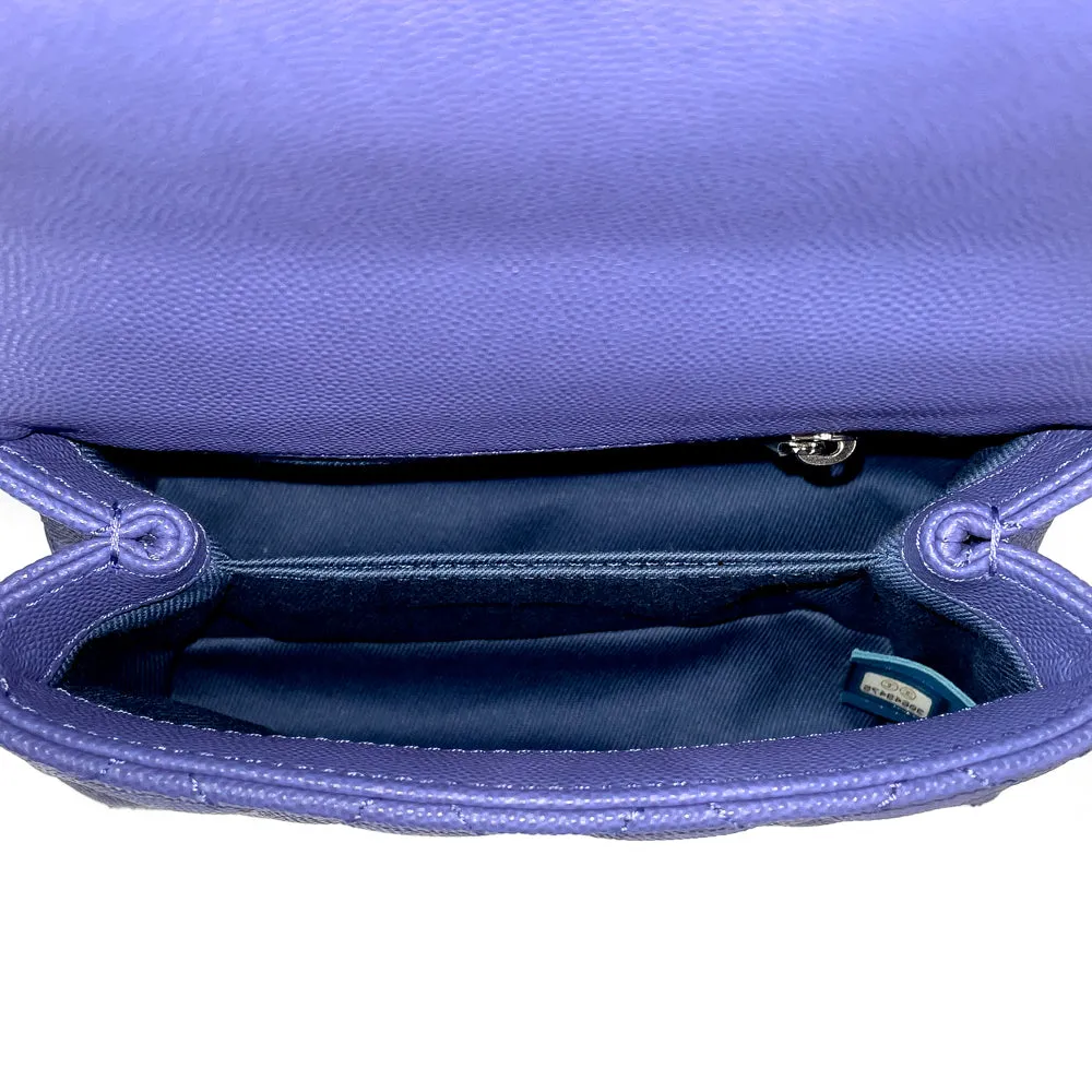 Chanel Purple Caviar Quilted Incognito Extra Mini Coco Handle Flap Bag