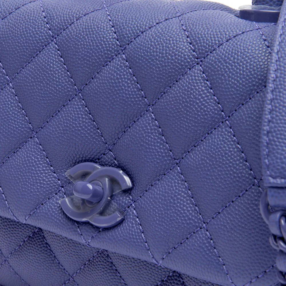 Chanel Purple Caviar Quilted Incognito Extra Mini Coco Handle Flap Bag