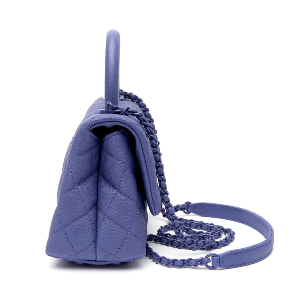 Chanel Purple Caviar Quilted Incognito Extra Mini Coco Handle Flap Bag