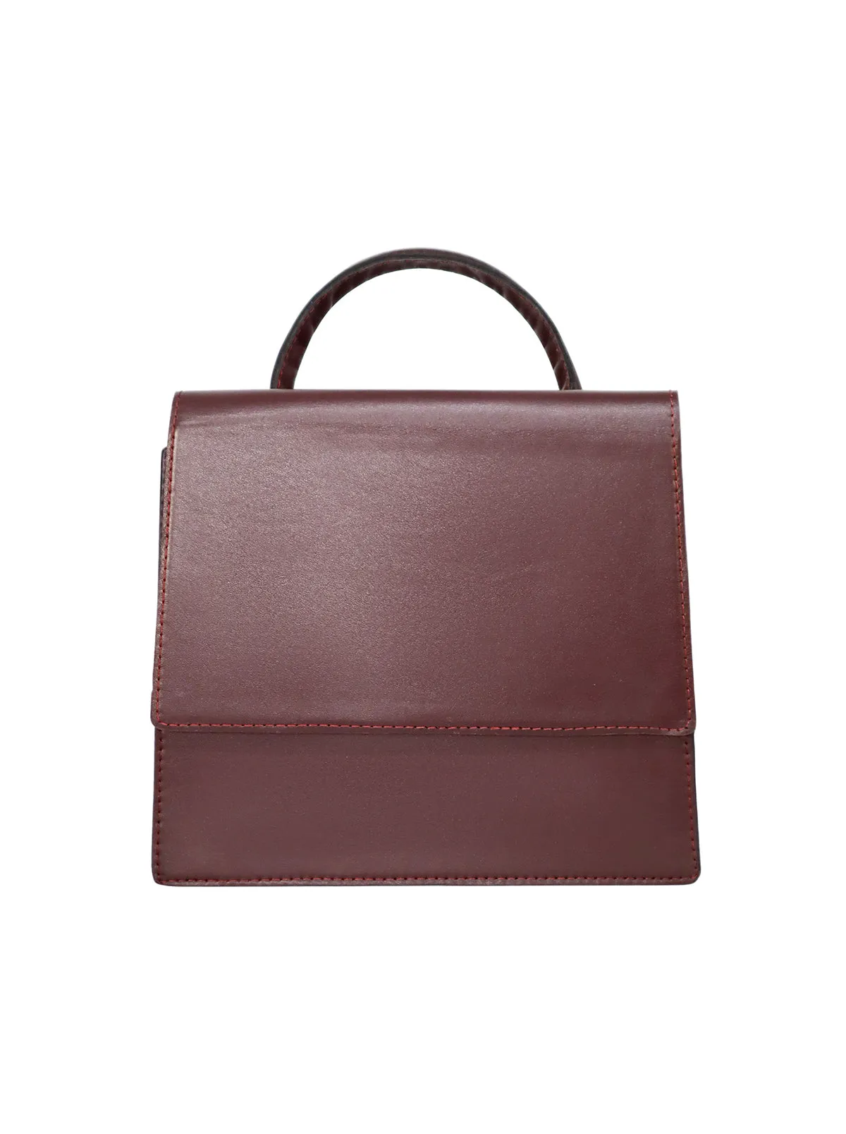 Crossbody Leather Bag - Burgundy