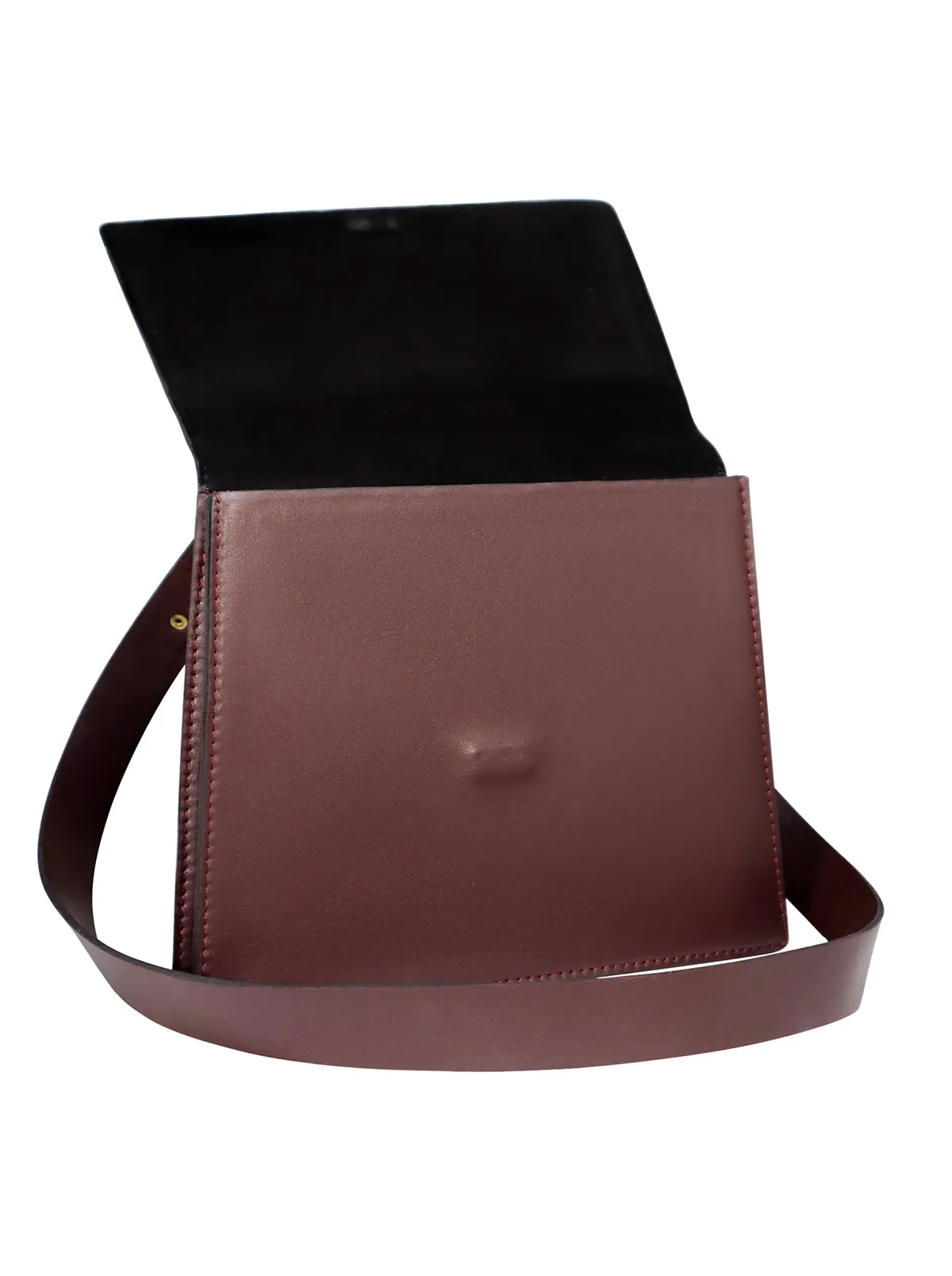 Crossbody Leather Bag - Burgundy