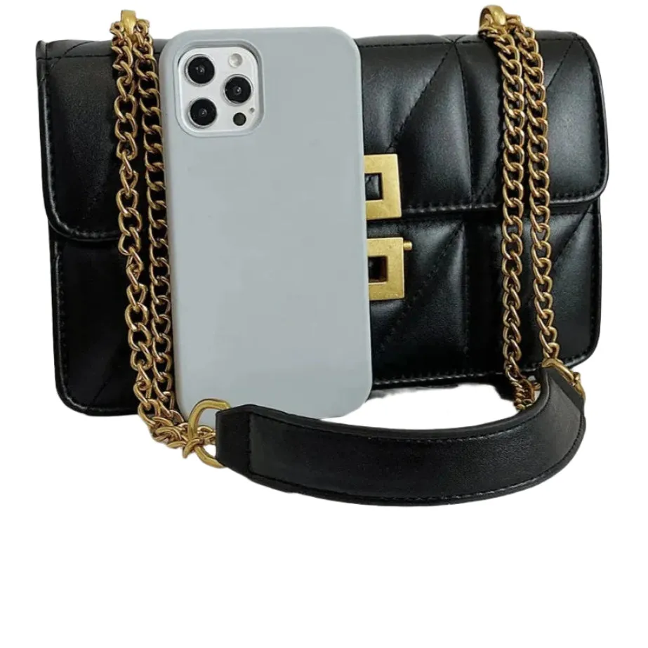 Diamond-Shaped Embossed Fashion Chain Shoulder Messenger Bag for Female Commuters