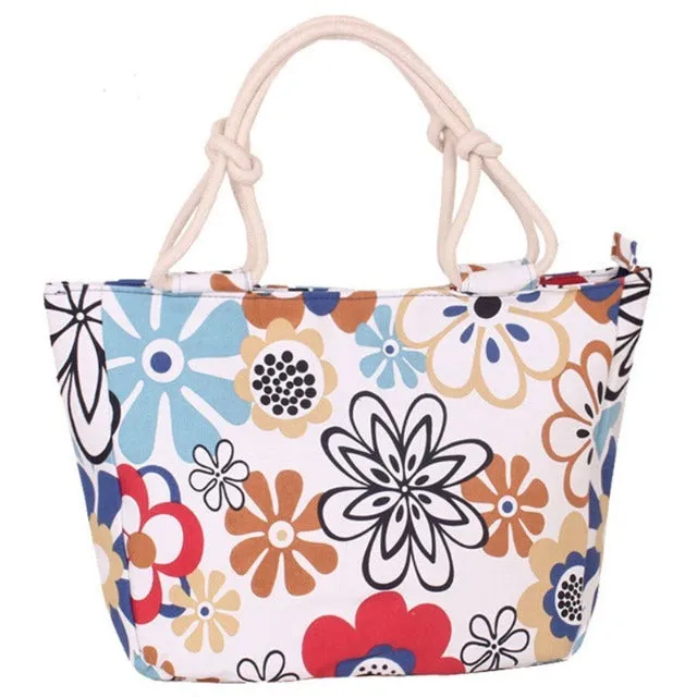 Fashion Folding Women Big Size Handbag Tote Ladies Casual Flower Printing Canvas Graffiti Shoulder Bag