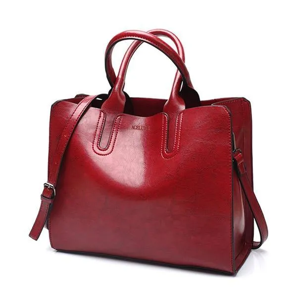 Faux Leather Tote Bag - Casual