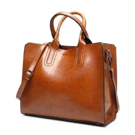 Faux Leather Tote Bag - Casual