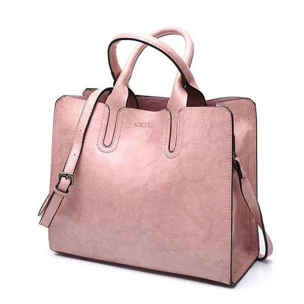 Faux Leather Tote Bag - Casual
