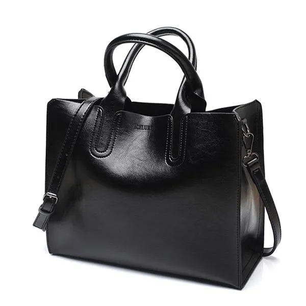 Faux Leather Tote Bag - Casual