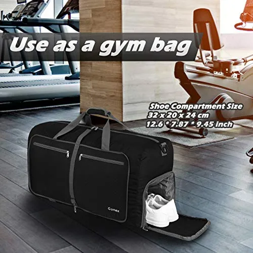 Gonex 60L Foldable Travel Duffel Bag Water & Tear Resistant, Black
