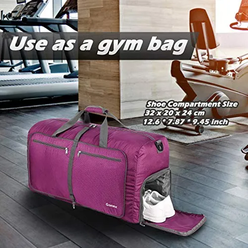 Gonex 60L Foldable Travel Duffel Bag Water & Tear Resistant, Rose Red