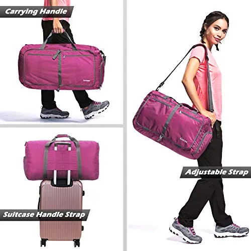 Gonex 60L Foldable Travel Duffel Bag Water & Tear Resistant, Rose Red