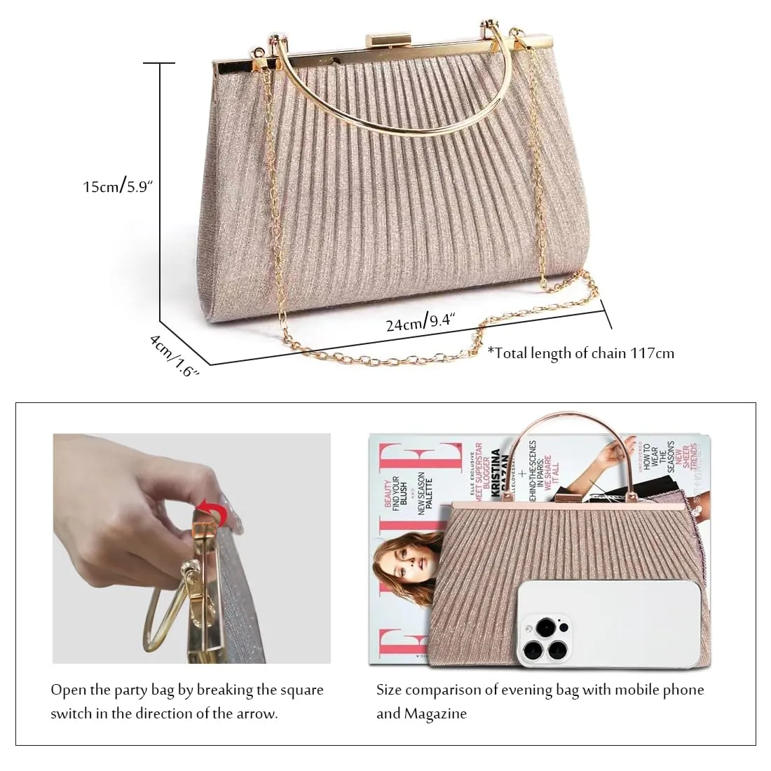 Handbag small clutch glitter bag evening bag