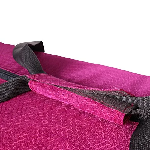HEXIN Women and Men Travel Duffel Bag Foldable Lightweight Duffle Bags Pink
