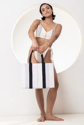 Ivory Cotton Tote Handbag