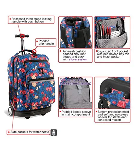 J World New York Sundance Rolling Backpack, Black, One Size