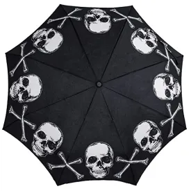 kreepsville 666 Gothic Skull Handle Pirate Skull and Cross Bones Skeleton Umbrella