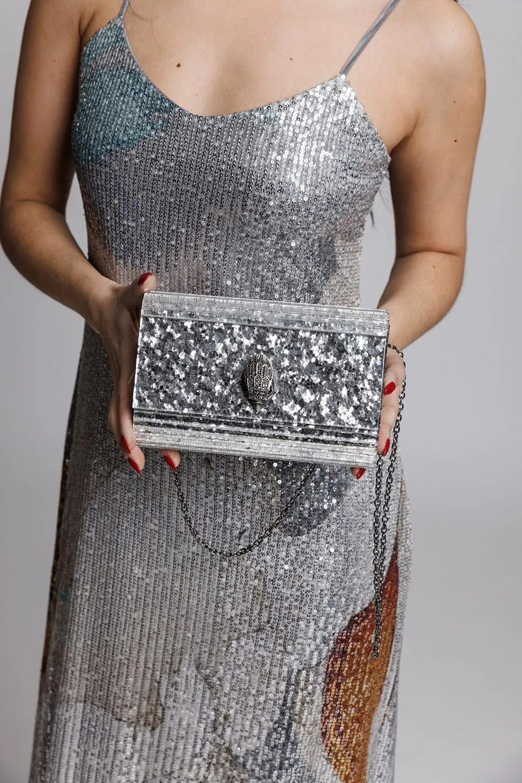 Kurt Geiger London Party Eagle Clutch Drench Τσάντα Ασημί 8764063979