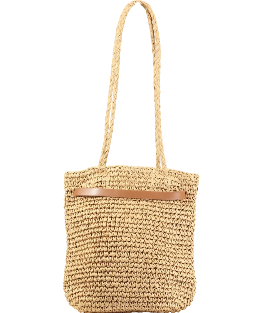 lefties Brown Natural-effect Shopper Bag With Belt Detail One Size