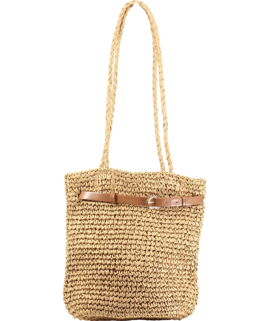 lefties Brown Natural-effect Shopper Bag With Belt Detail One Size