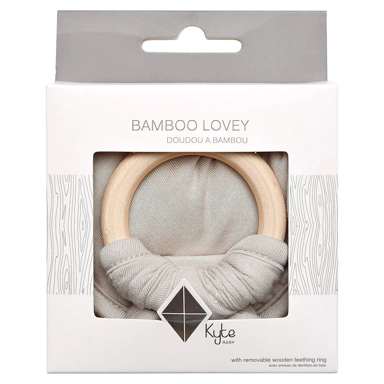 Lovey with Removable Wooden Teething Ring, Oat