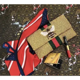 Moyna Beaded 3d Bee Clutch | Gold