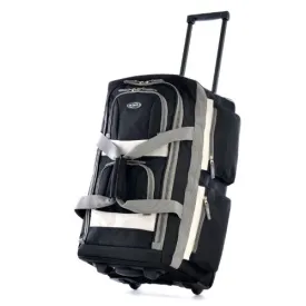 Olympia Luggage 26" 8 Pocket Rolling Duffel Bag, Black, One Size