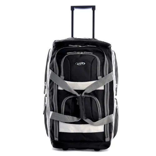 Olympia Luggage 26" 8 Pocket Rolling Duffel Bag, Black, One Size