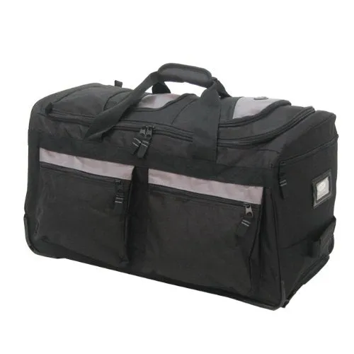 Olympia Luggage 26" 8 Pocket Rolling Duffel Bag, Black, One Size